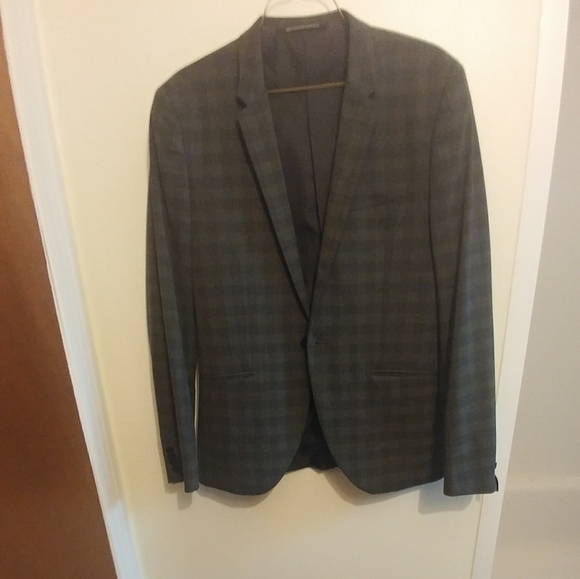 H&M Dark Gray Checked Oversized Blazer Jacket - Picture 8 of 14